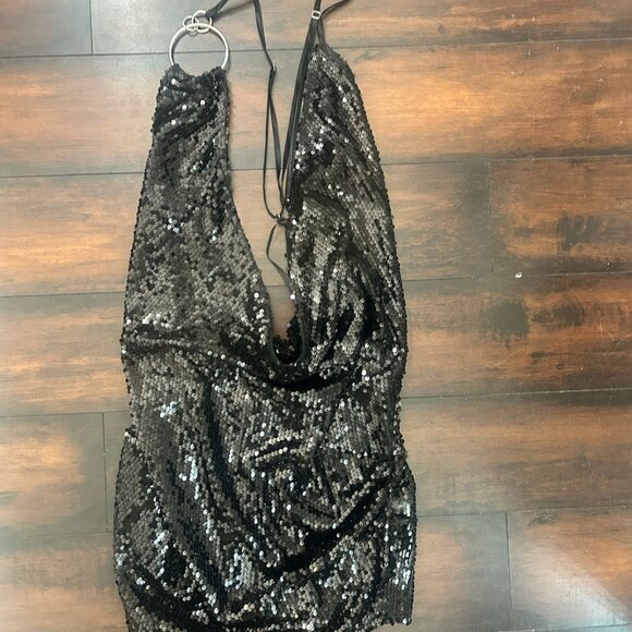 NWT Jaded London Black Sequin Vixen Mini Dress US 10 - Picture 3 of 6